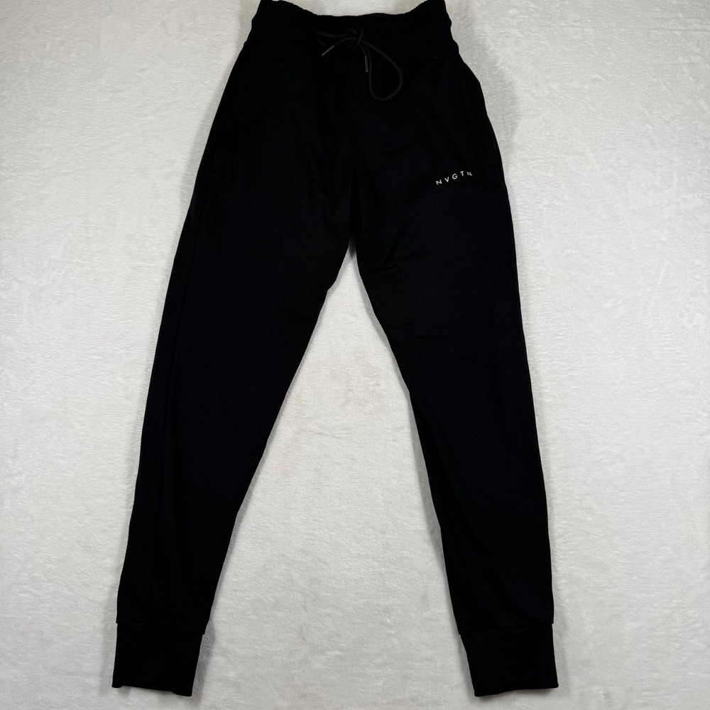 NVGTN Womens Small Black Nylon Spandex Elastic Waist Drawstring Joggers Pants